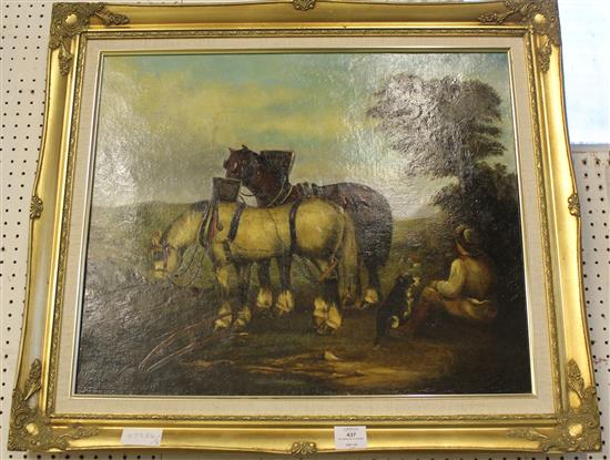 Victorian oil of horses